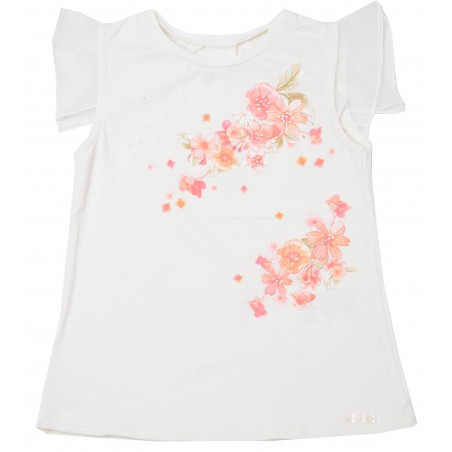 Детска тениска за момиче в екрю