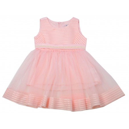 Официална бебешка рокля в розово с перли