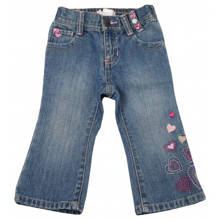 Бебешки дънки за момиче с бродерия сърчица