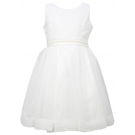 Официална детска рокля в екрю с перли