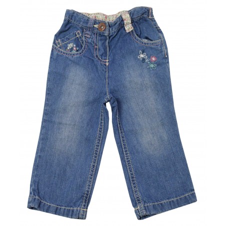 Бебешки дънки за момиче Flowers с апликация на цвет